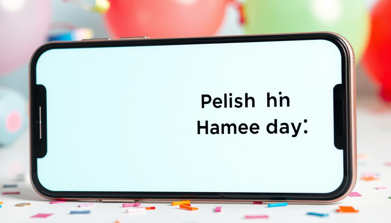 Telefon komórkowy z wyświetlonym SMS-em z życzeniami imieninowymi